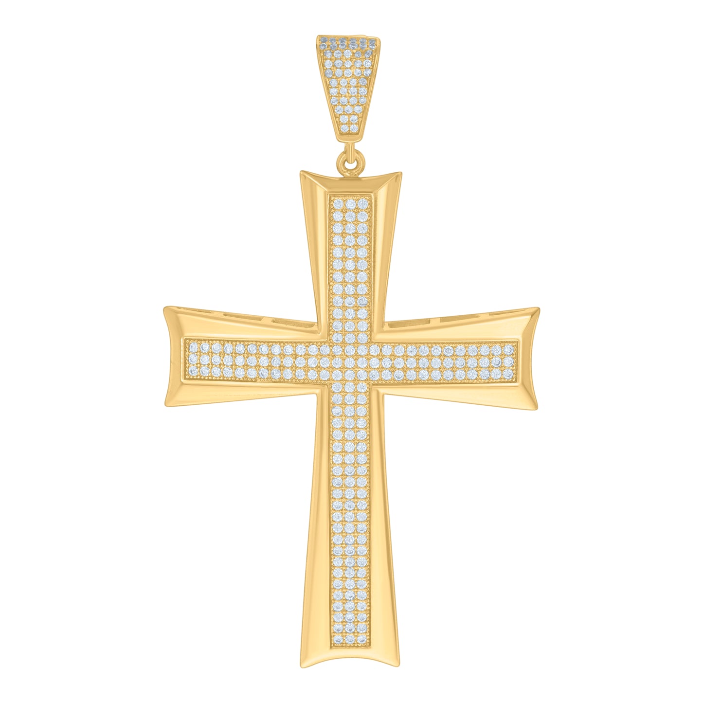 Sterling Silver Mens Cubic-Zirconia Cross Religious Charm Pendant