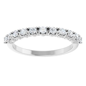 14K White Gold Round 2 Mm Polished 1/3 Ctw Lab-Grown Diamond Anniversary Band Size 7