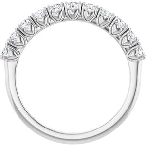 14K White Gold Round 2 Mm Polished 1/3 Ctw Lab-Grown Diamond Anniversary Band Size 7