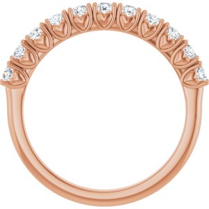 14K Rose Gold Round 2 Mm Polished 1/3 Ctw Lab-Grown Diamond Anniversary Band Size 7