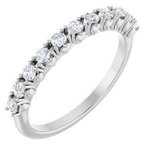 14K White Gold Round 2 Mm Polished 1/3 Ctw Lab-Grown Diamond Anniversary Band Size 7