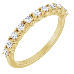 14K Yellow Gold Round 2 Mm Polished 1/3 Ctw Lab-Grown Diamond Anniversary Band Size 7