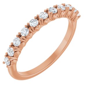 14K Rose Gold Round 2 Mm Polished 1/3 Ctw Lab-Grown Diamond Anniversary Band Size 7