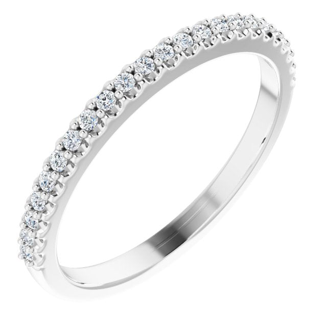 14K White Gold Round 1.2Mm Si1-Si2, G-H Polished 1/6 Ctw Lab-Grown Diamond Matching Band, Size 7