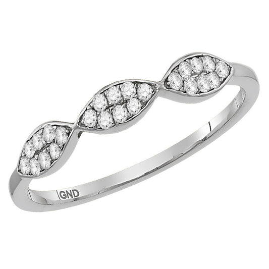 14K White Gold Womens Round Diamond Oval Stackable Band Ring 1/8 Cttw, Womens Size: 5-10