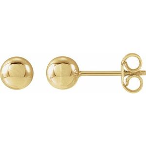 14K Yellow Gold 5 Mm Pair Friction Backs Polished Ball Earrings