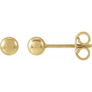 14K Yellow Gold 4 Mm Pair Friction Backs Polished Ball Earrings