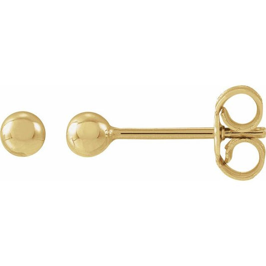 14K Yellow Gold 3 Mm Pair Friction Back Polished Ball Earrings