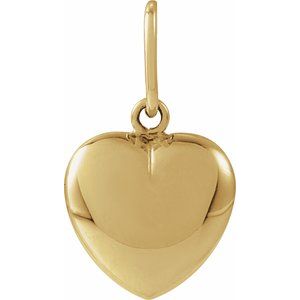 14K Yellow Gold 17 X 9.85 Mm Polished Puffed Heart Pendant
