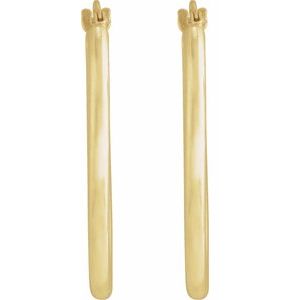 14K Yellow Gold 28 X 18.5 Mm 6 Mm Pair Catch Polished Hollow Elongated Oval Tube Hoop Earrings