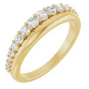14K Yellow Gold Round Polished 3/8 Ctw Natural Diamond Anniversary Band Size 7