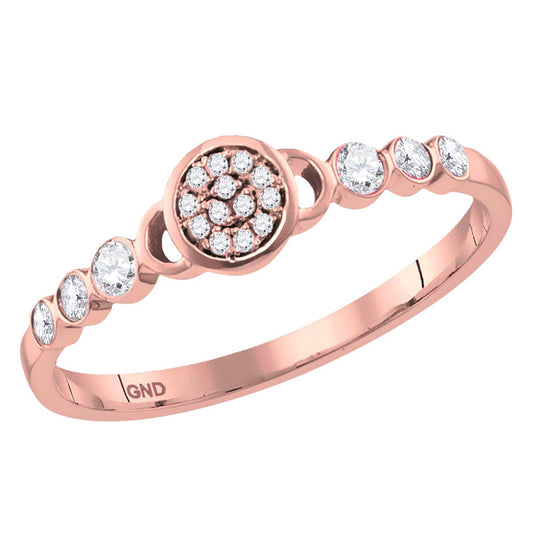 14K White Or Rose Gold Womens Round Diamond Cluster Stackable Band Ring , Womens Size: 5-10