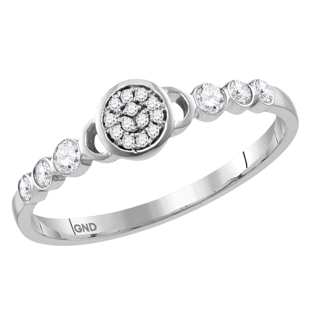 14K White Or Rose Gold Womens Round Diamond Cluster Stackable Band Ring , Womens Size: 5-10