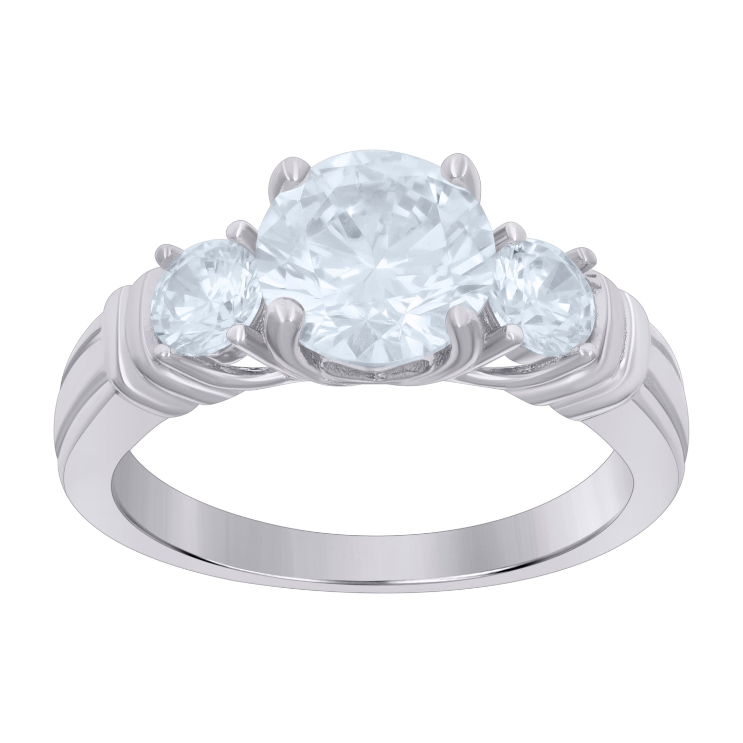 Sterling Silver Women's Cubic-Zirconia Fashion Bridal Anniversary Wedding Engagement Band Ring