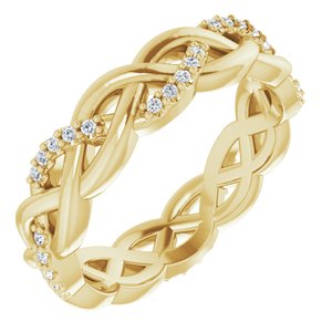 14K Yellow Gold Round 1 Mm G-H Si2-Si3 1/6 Ctw Natural Diamond Band Size 7