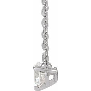 14K White Gold Round 3.5Mm G-H I1 1/6 Ct Natural Diamond 3-Prong Necklace, Length: 18 In