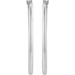 14K White Gold 34.3 X 18.5 Mm 2 Mm Pair Hinged Polished Hollow Elongated Oval Tube Hoop Earrings