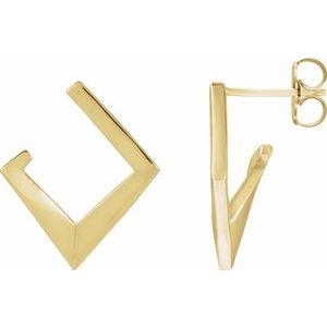 14K Yellow Gold Geometric Front-Back Hoop Earrings