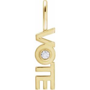 14K Yellow Gold Round 2Mm G-H I1 .03 Ct Natural Diamond Vote Pendant
