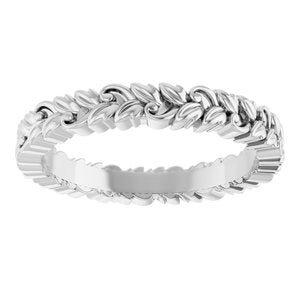 14K White Gold 3.2 Mm Polished Nature-Inspired Leaf Ladies Band Size 7