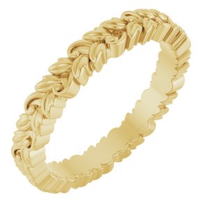 14K Yellow Gold 3.2 Mm Polished Nature-Inspired Leaf Ladies Band Size 7