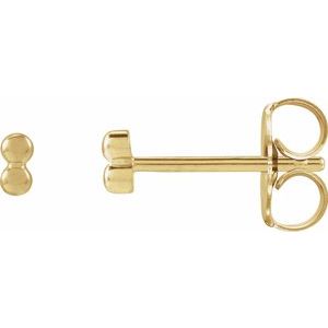 14K Yellow Or White Gold 3.2 X 1.6 Mm Pair Friction Backs Included .37 In Polished 2 Bead Stud Earrings