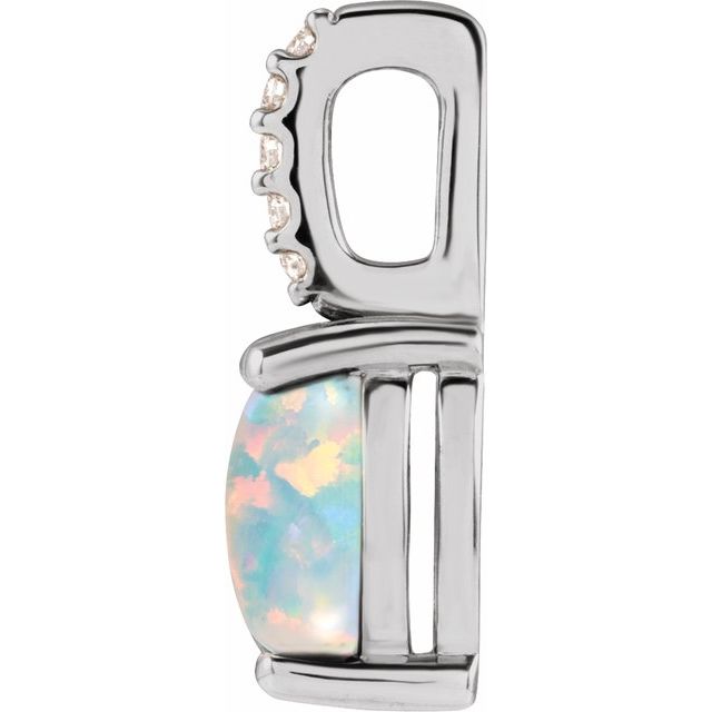 14K Yellow Gold Or Sterling Silver Oval I1, G-H Polished Natural Gemstone And .02 Ctw Natural Diamond Cabochon Pendant