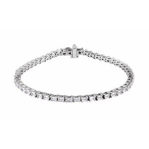 14K White Gold Emerald 3 X 2.1Mm G-H Si 5 Ctw Lab-Grown Diamond Line Bracelet, Length: 7 In