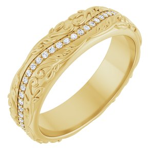14K Yellow Gold Round 1 Mm G-H Si2-Si3 1/4 Ctw Natural Diamond Band Size 10