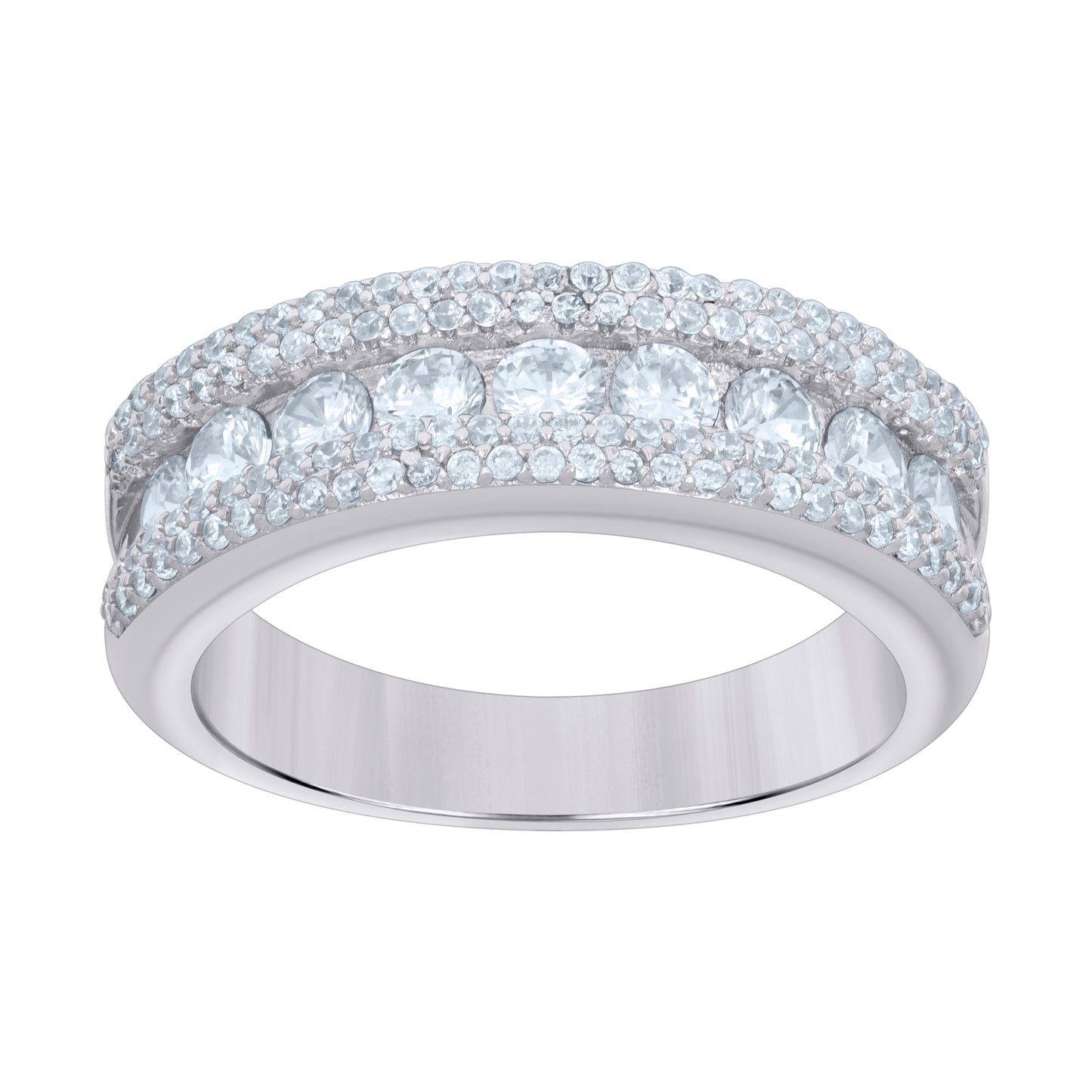 Sterling Silver Women's Cubic-Zirconia Fashion Bridal Anniversary Wedding Engagement Band Ring