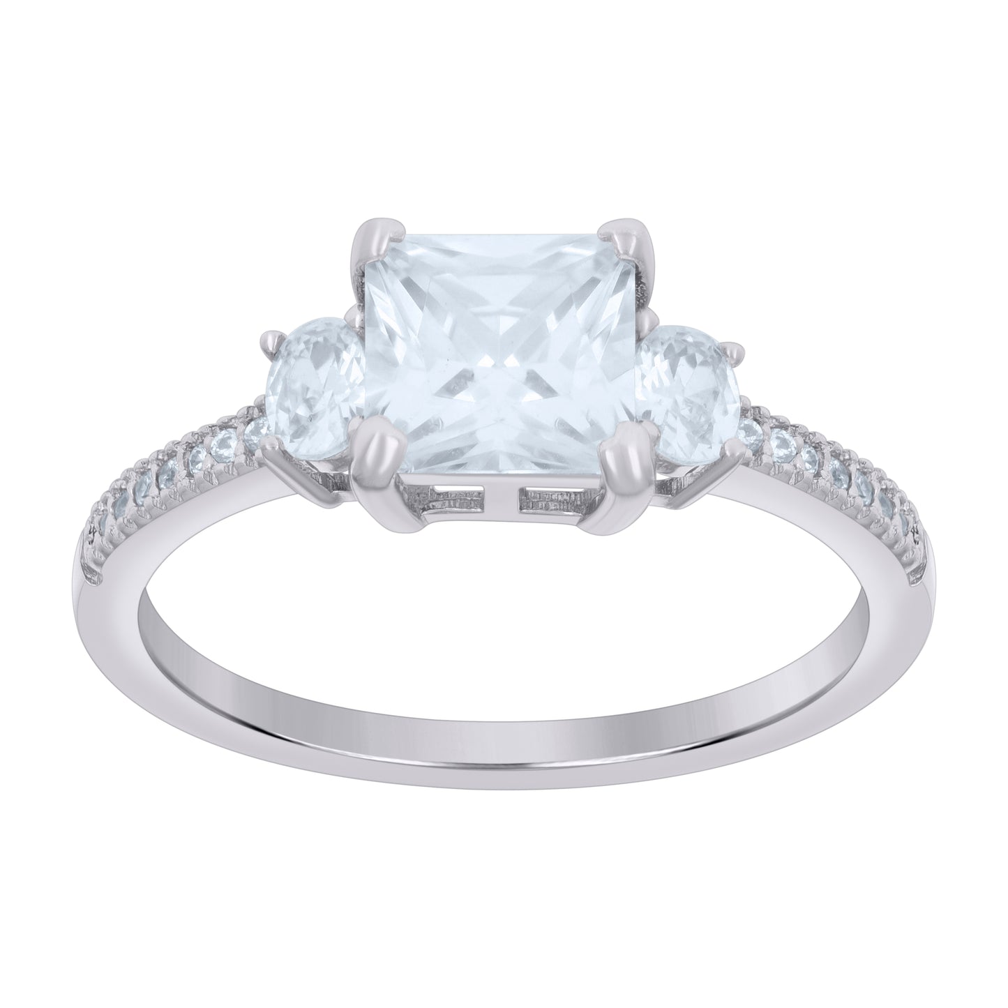 Sterling Silver Womens Princess-cut/Oval Round Cubic-Zirconia Fashion Bridal Anniversary Wedding Engagement Band Ring