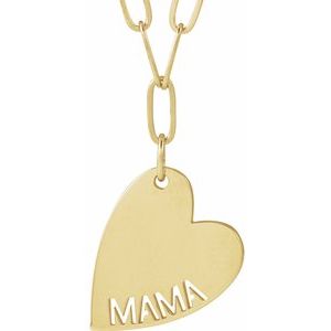 14K Yellow Gold Mama 16.6 X 11.2 Mm 18 In Polished Mama Necklace