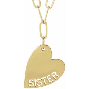 14K Yellow Gold Sister 16.6 X 11.2 Mm 18 In Polished Sister Necklace