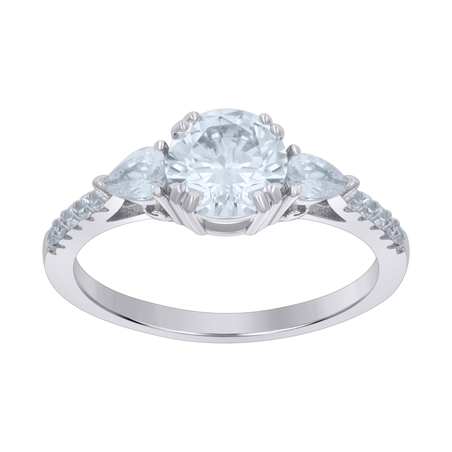 Sterling Silver Womens Pear Round Cubic-Zirconia Fashion Bridal Anniversary Wedding Engagement Band Ring