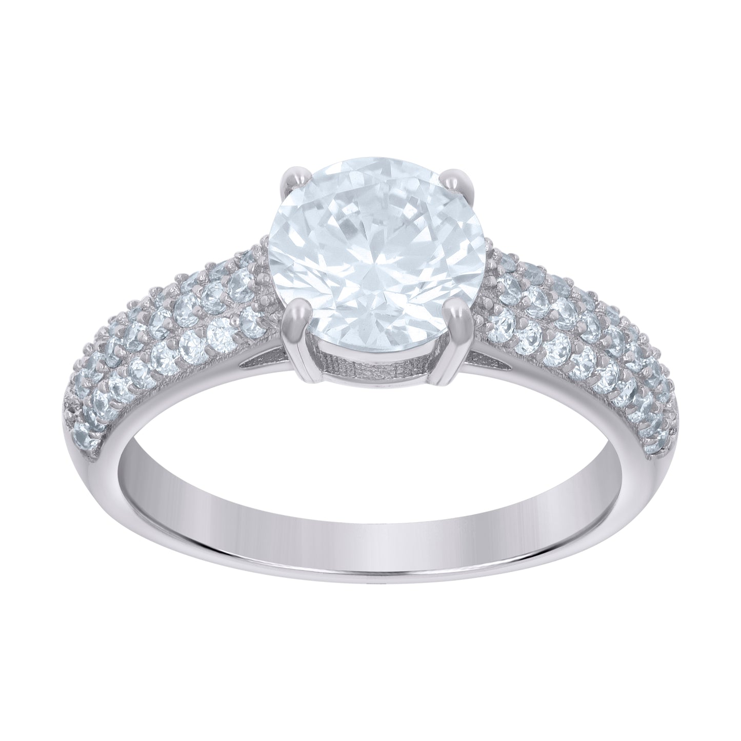 Sterling Silver Women's Cubic-Zirconia Fashion Bridal Anniversary Wedding Engagement Band Ring