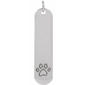 Sterling Silver Paw Print 22.4 X 5 Mm Polished Paw Print Engravable Pendant