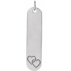 Sterling Silver 2 Hearts 22.4 X 5 Mm Polished Interlocking Hearts Engravable Pendant