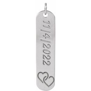 Sterling Silver 2 Hearts 22.4 X 5 Mm Polished Interlocking Hearts Engravable Pendant