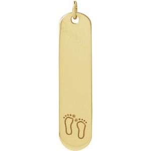 14K Yellow Gold Footprints 22.4 X 5 Mm Polished Footprint Engravable Pendant