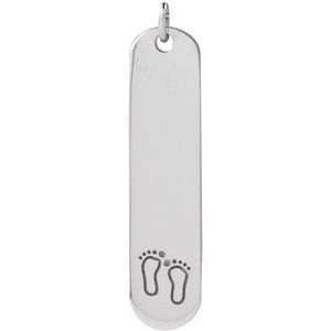 Sterling Silver Footprints 22.4 X 5 Mm Polished Footprint Engravable Pendant