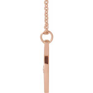 14K Rose Gold Round 1.5Mm G-H I1 .015 Ct Natural Diamond Compass Necklace, Length: 18 In