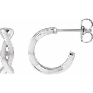 Sterling Silver Pair Twisted Hoop Earrings, Length: 13 Mm, Thickness: 3.7 Mm