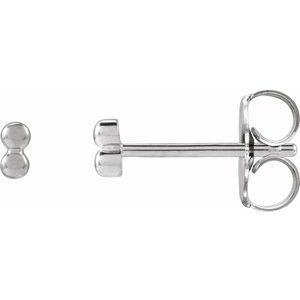 14K Yellow Or White Gold 3.2 X 1.6 Mm Pair Friction Backs Included .37 In Polished 2 Bead Stud Earrings