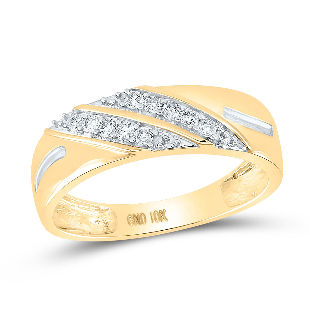 10K Yellow Gold His Hers Round Diamond Square Matching Wedding Set 5/8 Cttw, Womens Size: 5-10, Mens Size: 7-13