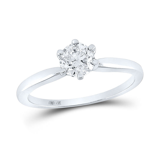 14K White Gold Womens Round Diamond Solitaire Bridal Wedding Engagement Ring 3/4 Cttw, Womens Size: 5-10