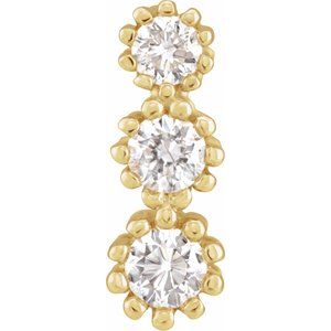 14K Yellow Gold Round 2.3Mm G-I I1-I2 1/8 Ctw Natural Diamond 3-Stone Pendant