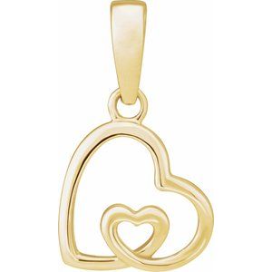 14K Yellow Gold Metal Fashion Heart Pendant