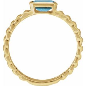 14K Yellow Gold Natural Sky Blue Topaz Emerald 6 X 4 Mm Polished Natural Sky Blue Topaz Ring Size 7