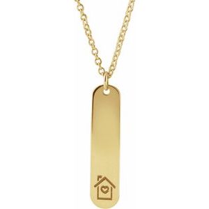 14K Yellow Gold Home 22.4 X 5 Mm 16-18 In Polished Home Engravable Necklace