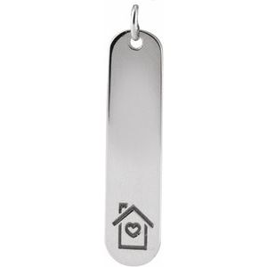 Sterling Silver Home 22.4 X 5 Mm Polished Home Engravable Pendant